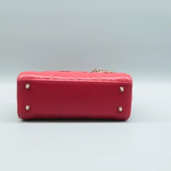 100% Authentic DIOR Lady Red leather Satchel Bag - Picture 5 of 12